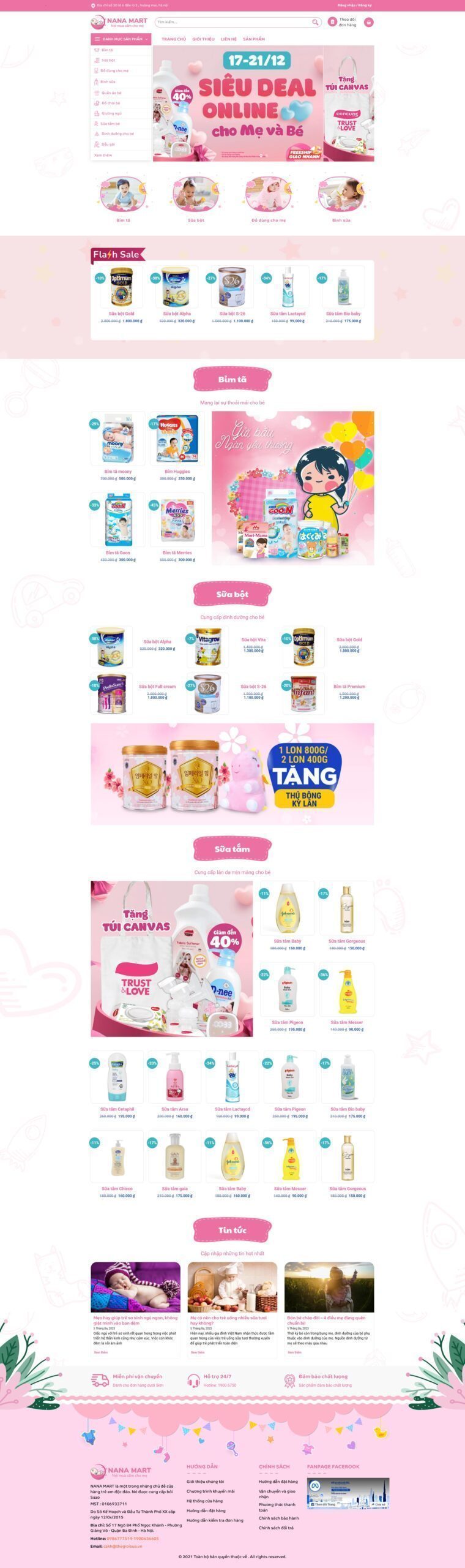Mẫu Website Đồ Mẹ Và Bé 3 - Shop Online - Cài Đặt Sẵn