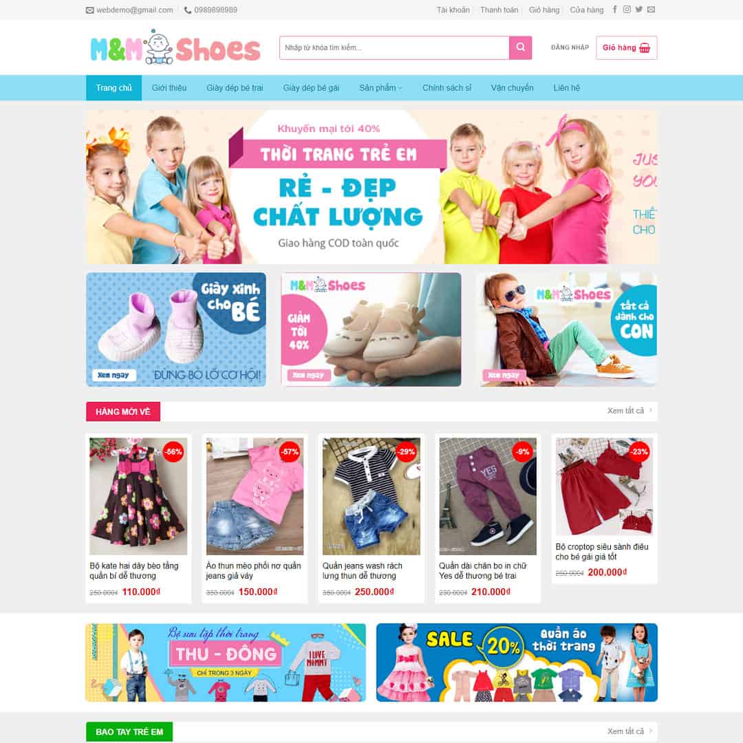 Mẫu Website Baby Shop - Đồ Mẹ Và Bé - Shop Online - Cài Đặt Sẵn