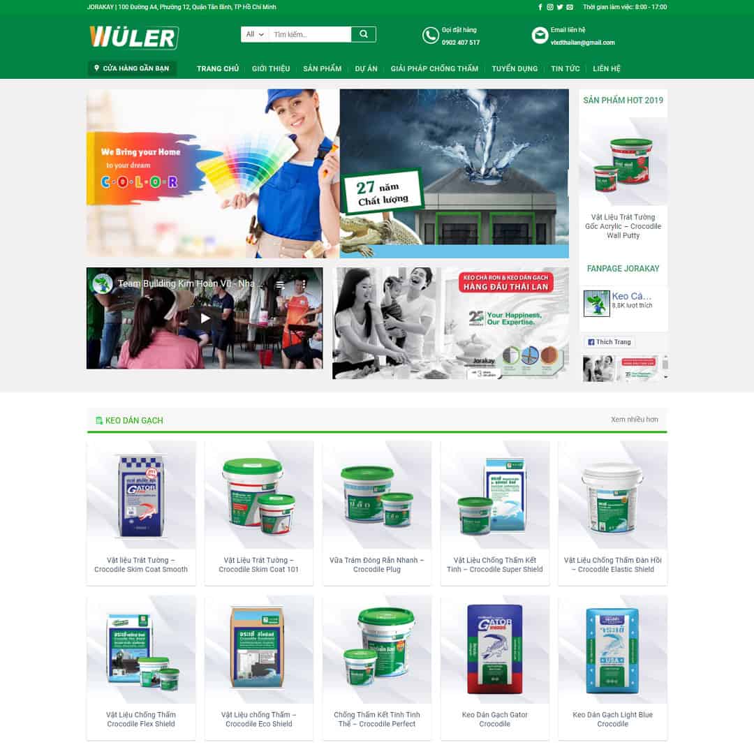 Mẫu Website Cửa Hàng Bán Sơn Bột Sơn - Vật Liệu Xây Dựng - Shop Online - Cài Đặt Sẵn