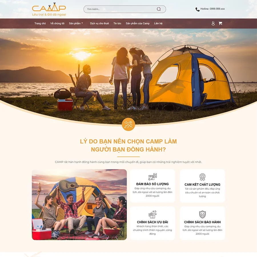 Mẫu Website Bán Lều Du Lịch - Đồ Phượt Camping 02 - Shop Online - Cài Đặt Sẵn