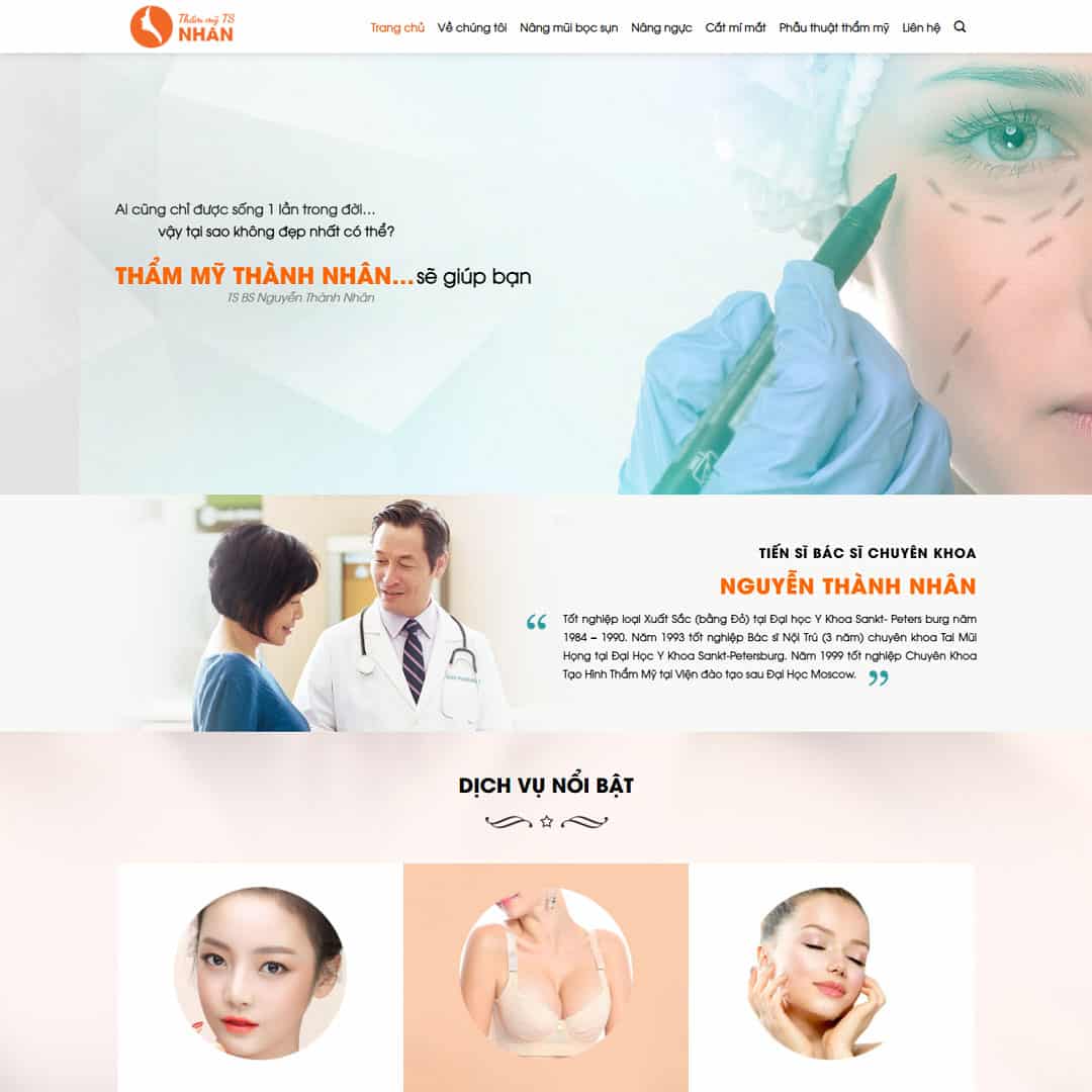 Mẫu Website Dịch Vụ Thẩm Mỹ Phòng Khám - Cài Đặt Sẵn