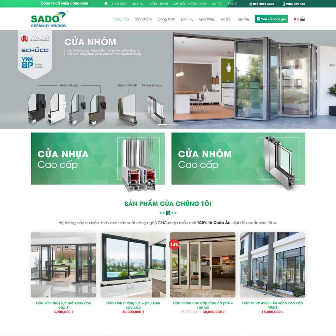 Mẫu Website Công Ty Nhôm Kính 01 - Cài Đặt Sẵn