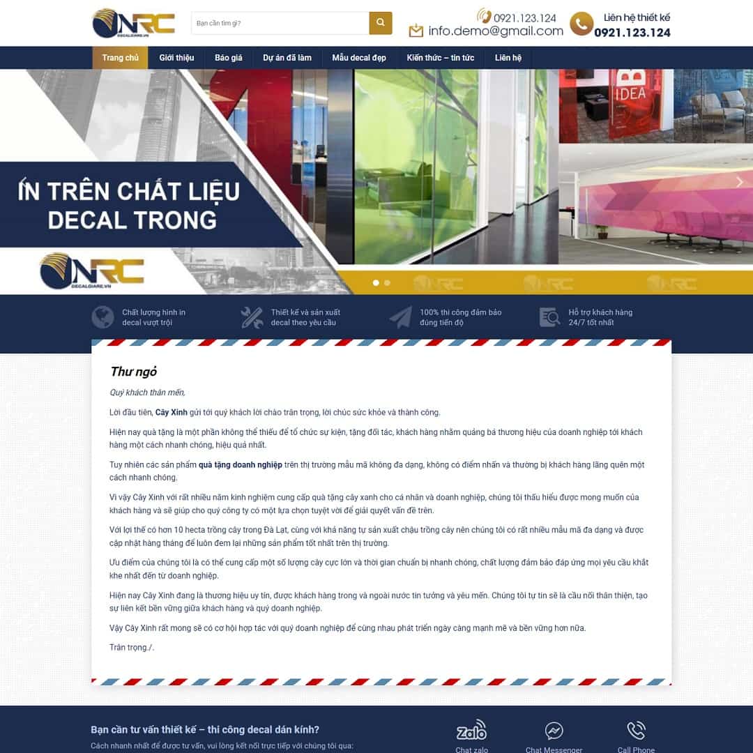 Mẫu Website Dịch Vụ Thi Công Dán Decal - Cài Đặt Sẵn