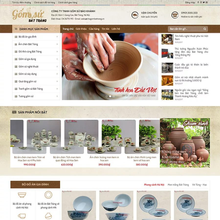 Mẫu Website Bán Đồ Gốm Mỹ Nghệ - Shop Online - Cài Đặt Sẵn