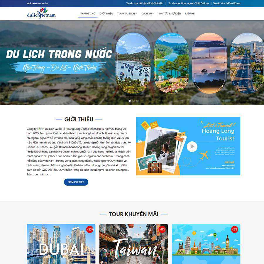 Mẫu Website Du Lịch 16 - Travel - Cài Đặt Sẵn