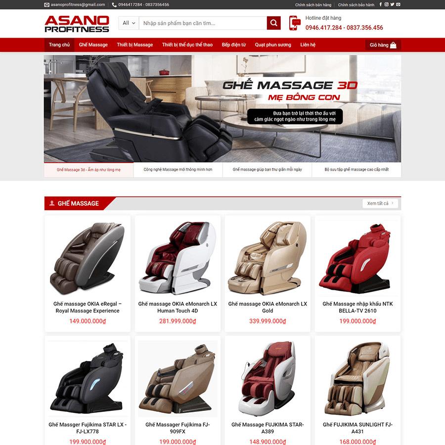 Mẫu Website Bán Ghế Massage - Shop Online - Cài Đặt Sẵn