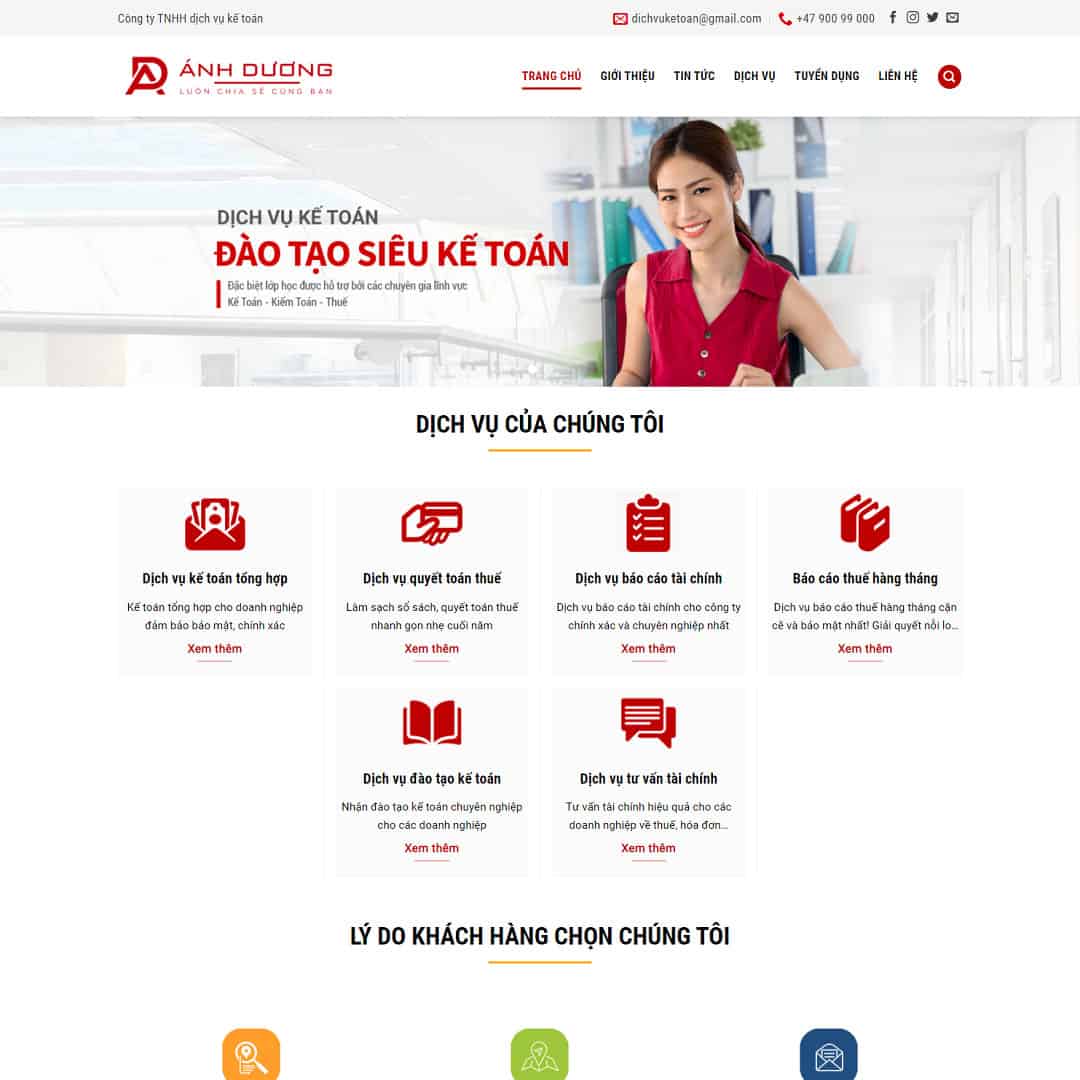 Mẫu Website Giới Thiệu Công Ty Dịch Vụ Kế Toán - Cài Đặt Sẵn