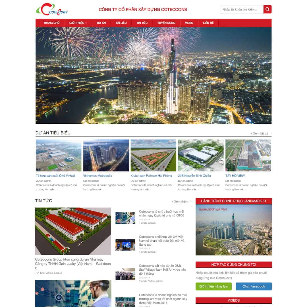 Mẫu Website Giới Thiệu Công Ty Xây Dựng - Cài Đặt Sẵn
