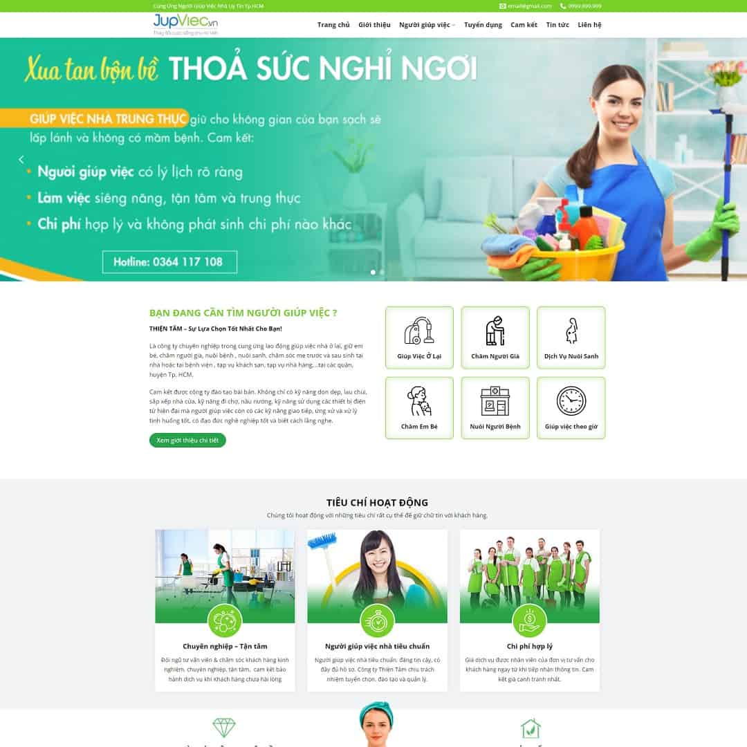 Mẫu Website Dịch Vụ Giúp Việc Nhà - Cài Đặt Sẵn