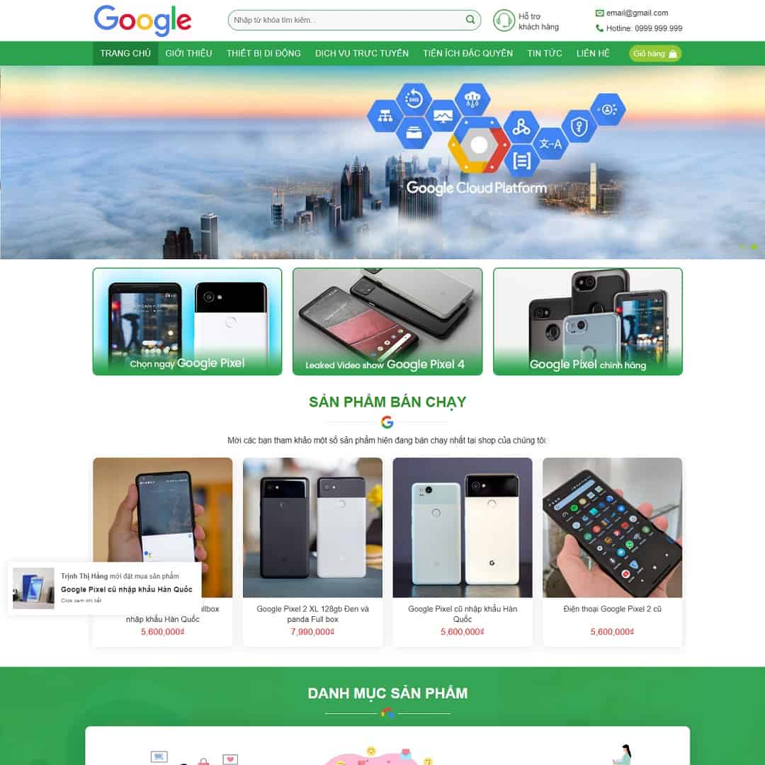 Mẫu Website Bán Hàng Dịch Vụ Online - Thương Mại Điện Tử - Cài Đặt Sẵn
