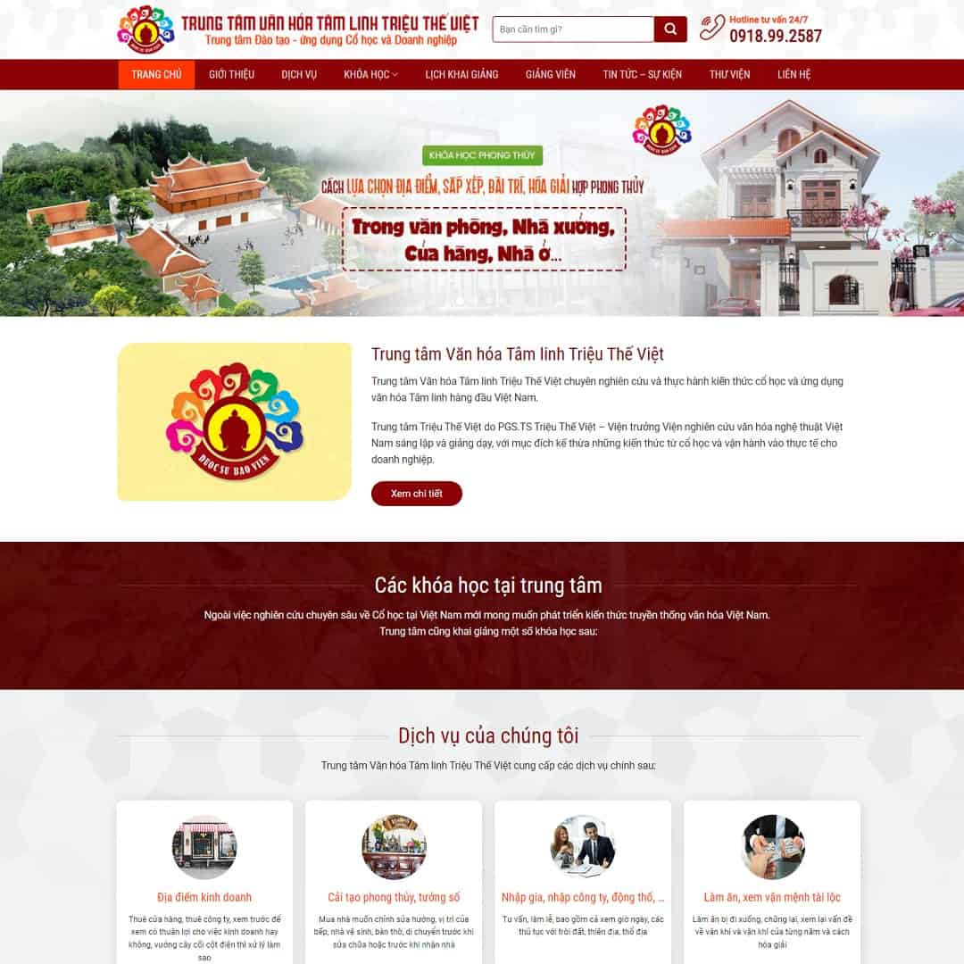 Mẫu Website Trung Tâm Đào Tạo Phong Thủy - Cài Đặt Sẵn