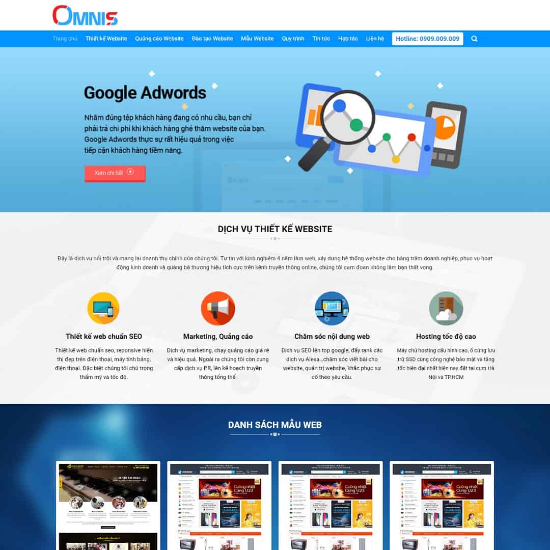 Mẫu Website Dịch Vụ Thiết Kế Web Marketing Online - Cài Đặt Sẵn