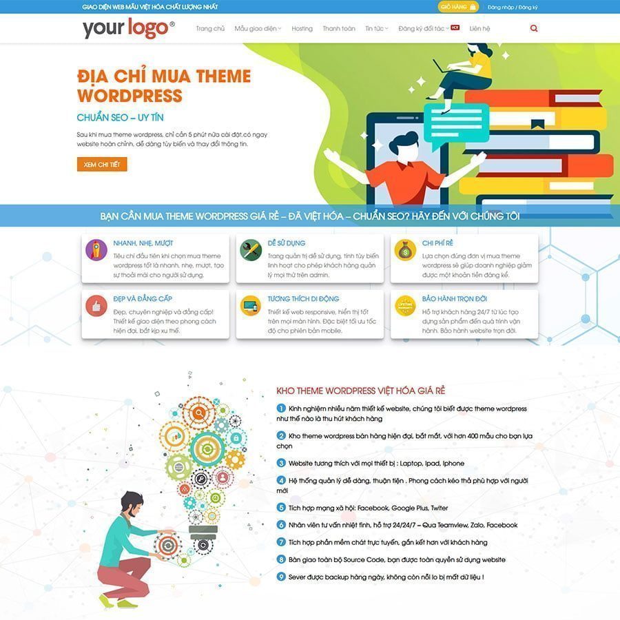 Mẫu Website Bán Theme Thiết Kế Website - Shop Online - Cài Đặt Sẵn
