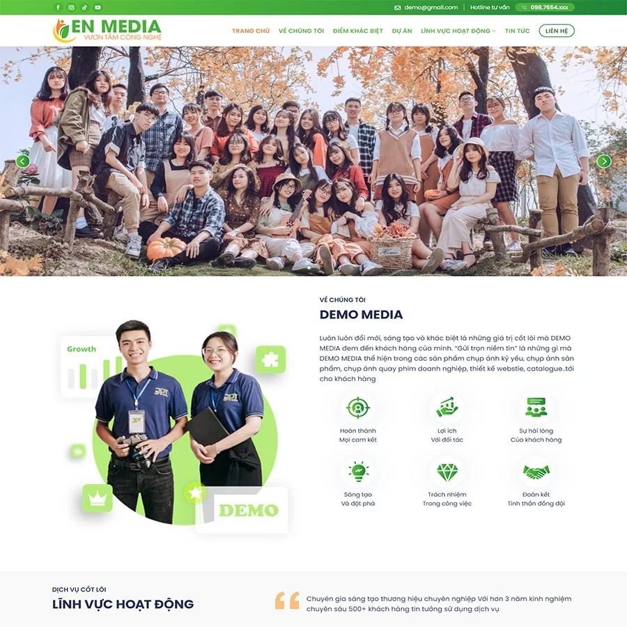 Mẫu Website Công Ty Marketing Media - Truyền Thông - Cài Đặt Sẵn