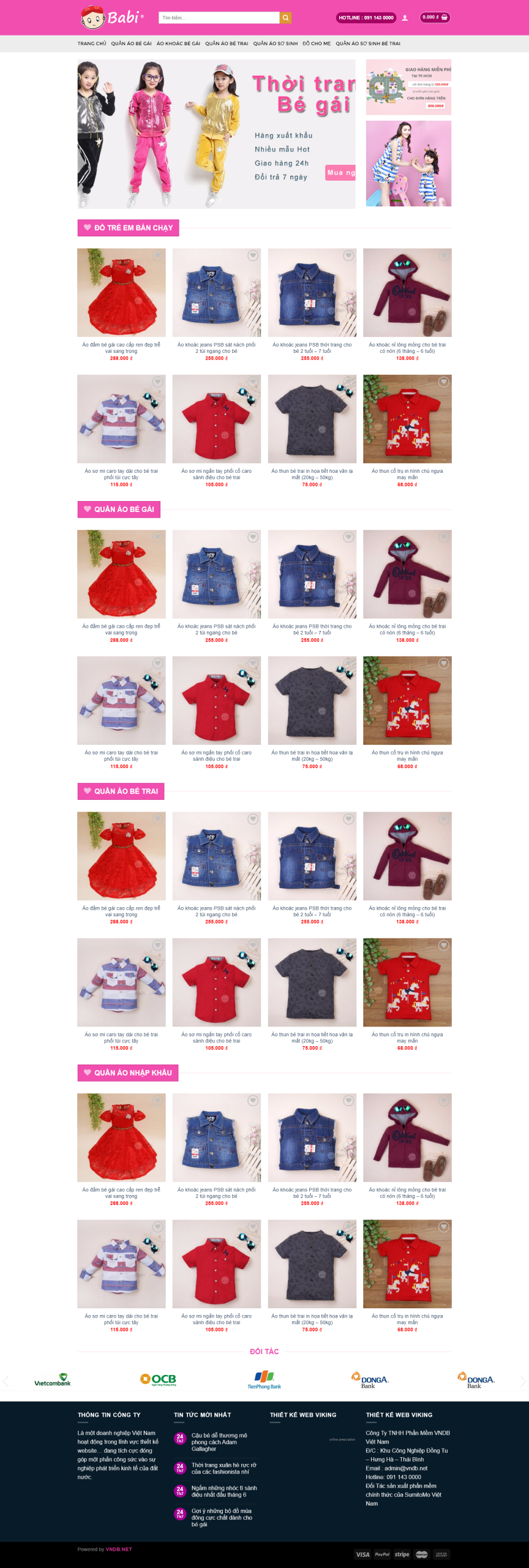 Mẫu Website Thời Trang Trẻ Em - Shop Online - Cài Đặt Sẵn