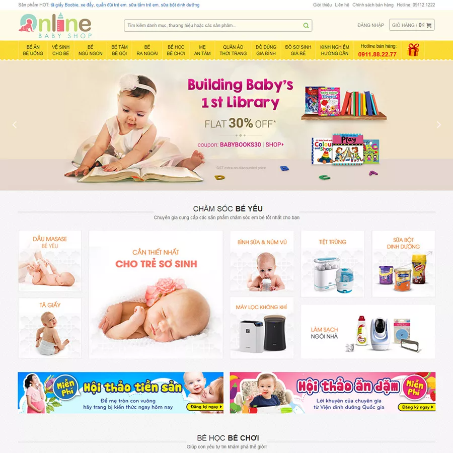 Mẫu Website Bán Hàng Mẹ Và Bé - Shop Online - Cài Đặt Sẵn