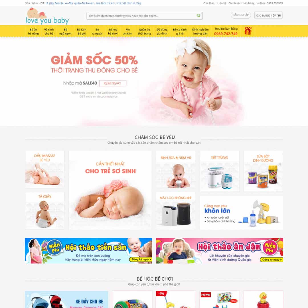 Mẫu Website Bán Sản Phẩm Mẹ Và Bé - Shop Online - Cài Đặt Sẵn