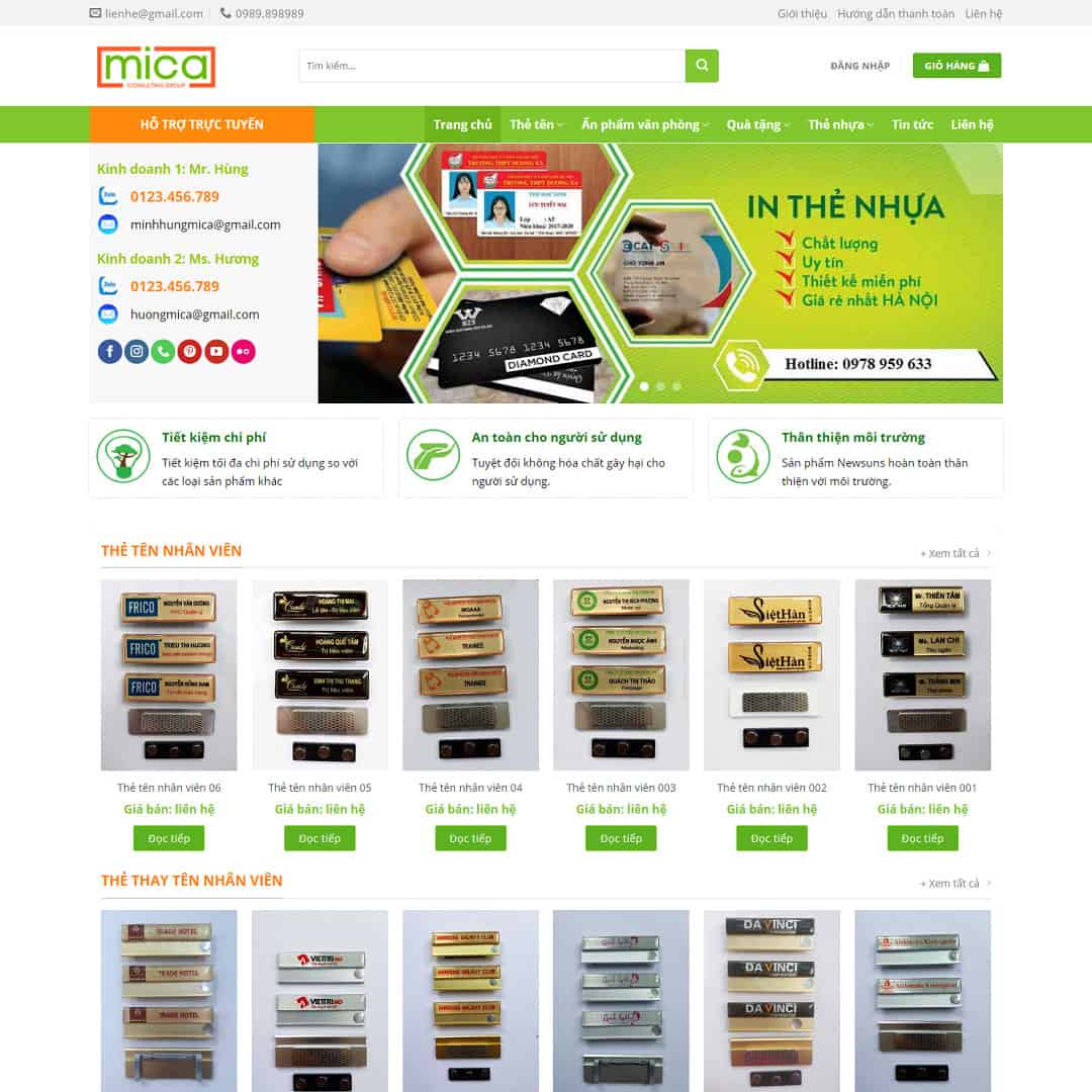Mẫu Website Bán Biển Hiệu Mica 2 - Shop Online - Cài Đặt Sẵn