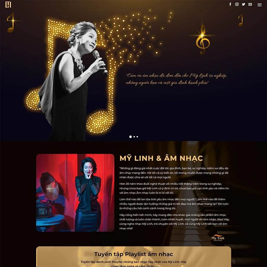 Mẫu Website Giới Thiệu Ca Sĩ - Hồ Sơ Nghệ Sĩ - Cài Đặt Sẵn