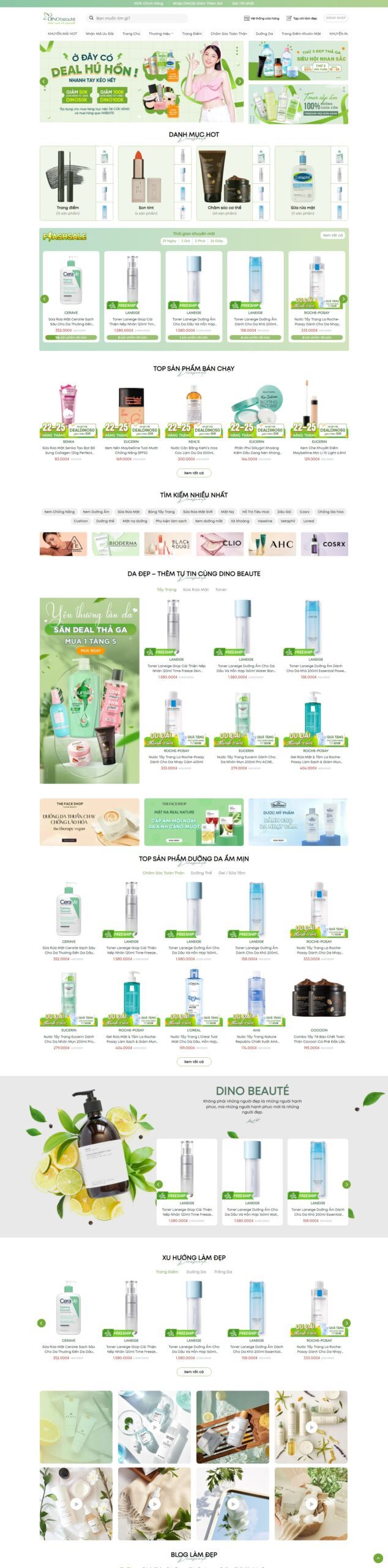 Mẫu Website Mỹ Phẩm - Thẩm Mỹ - Trang Điểm - Shop Online - Cài Đặt Sẵn
