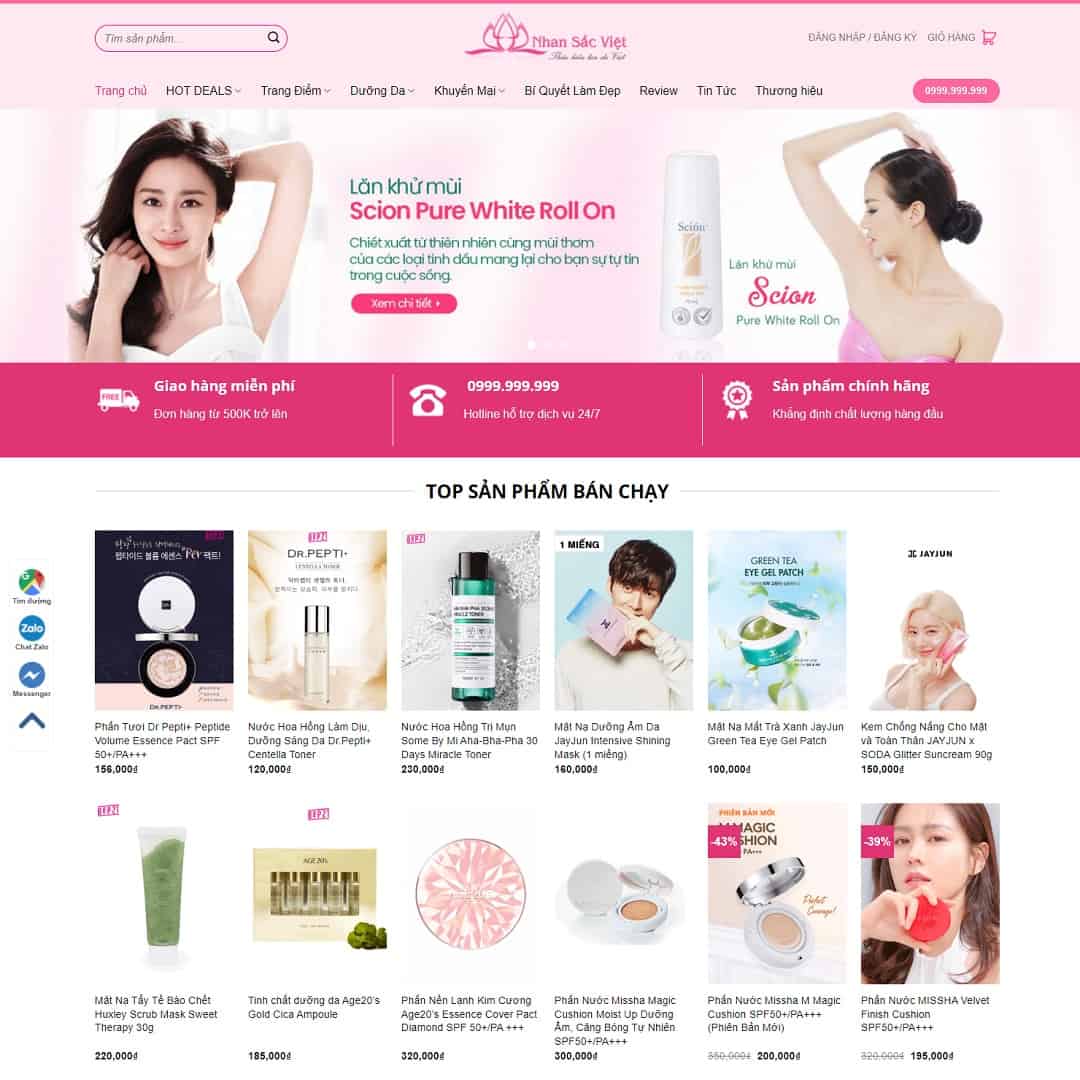 Mẫu Website Shop Mỹ Phẩm 05 - Shop Online - Cài Đặt Sẵn