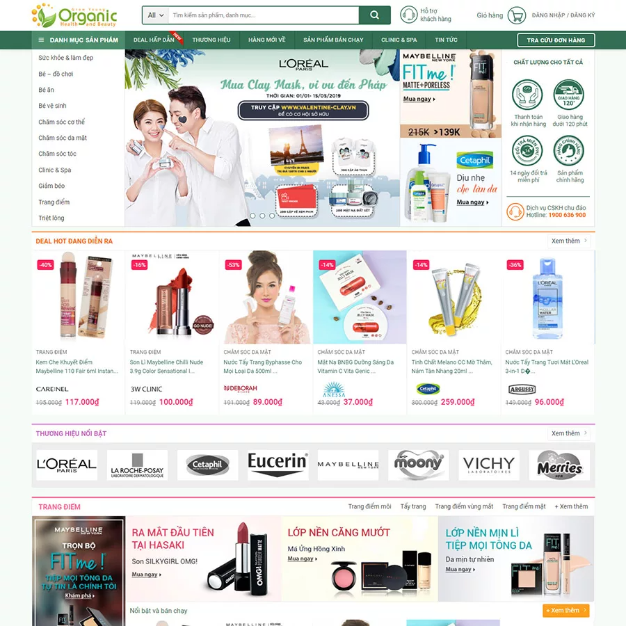 Mẫu Website Bán Mỹ Phẩm Nữ - Shop Online - Cài Đặt Sẵn