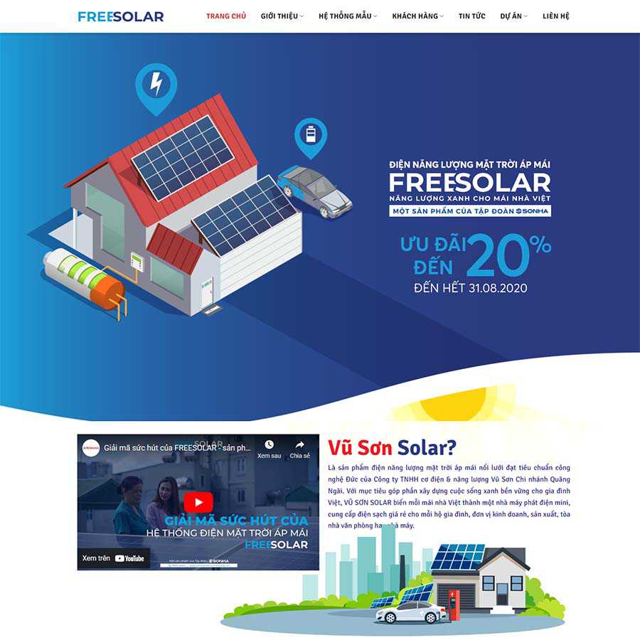 Mẫu Website Điện Mặt Trời - Năng Lượng Tái Tạo - Cài Đặt Sẵn