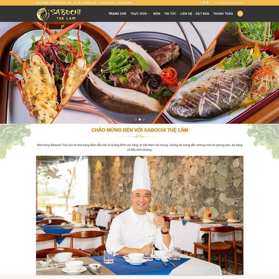 Mẫu Website Nhà Hàng 04 - Ẩm Thực - Cài Đặt Sẵn
