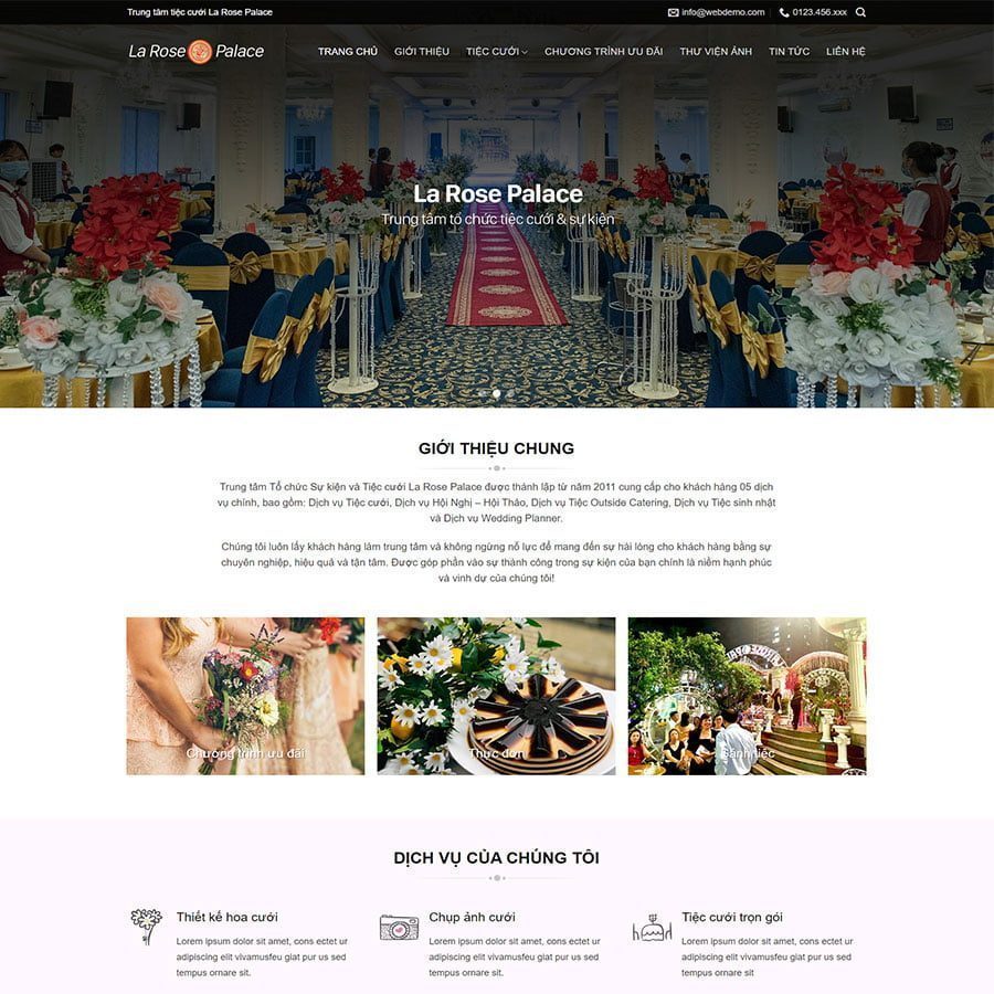 Mẫu Website Nhà Hàng Tiệc Cưới - Tổ Chức Sự Kiện - Cài Đặt Sẵn