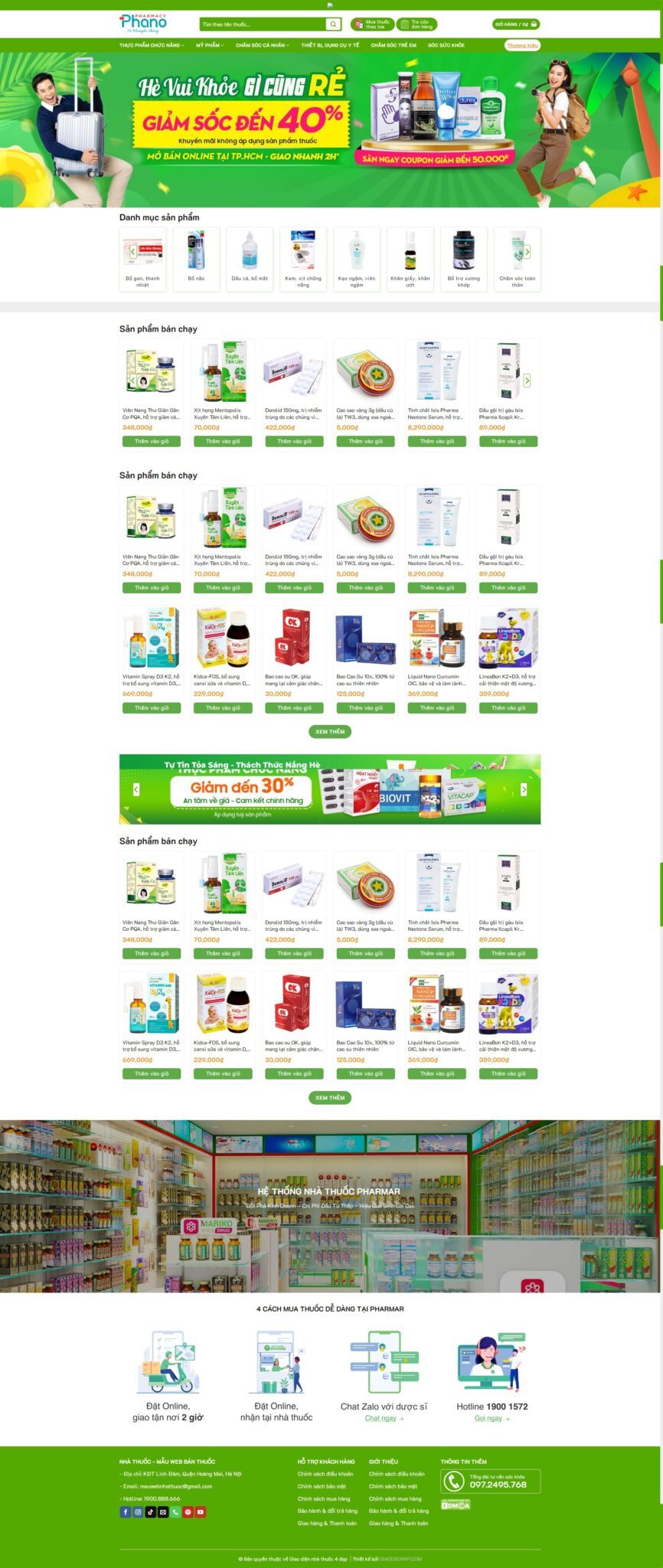 Mẫu Website Dược Phẩm Nhà Thuốc 02 - Shop Online - Cài Đặt Sẵn