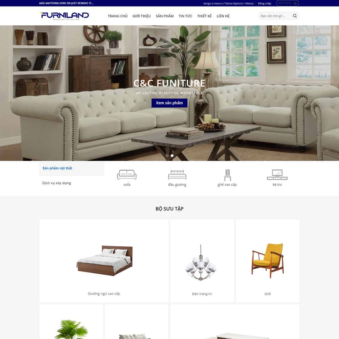 Mẫu Website Bán Sản Phẩm Nội Thất - Shop Online - Cài Đặt Sẵn