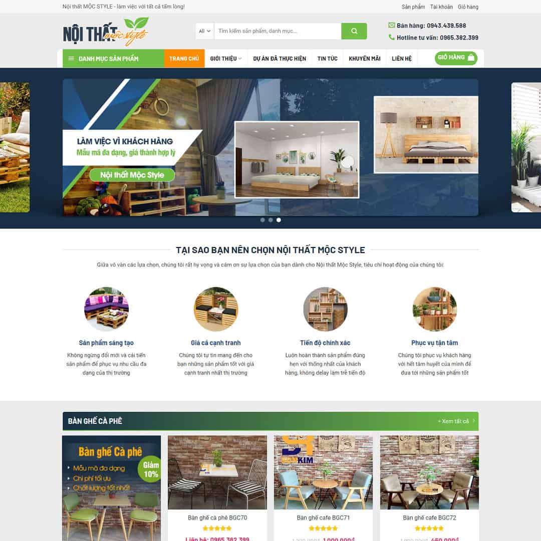 Mẫu Website Bán Bàn Ghế Nội Thất - Shop Online - Cài Đặt Sẵn