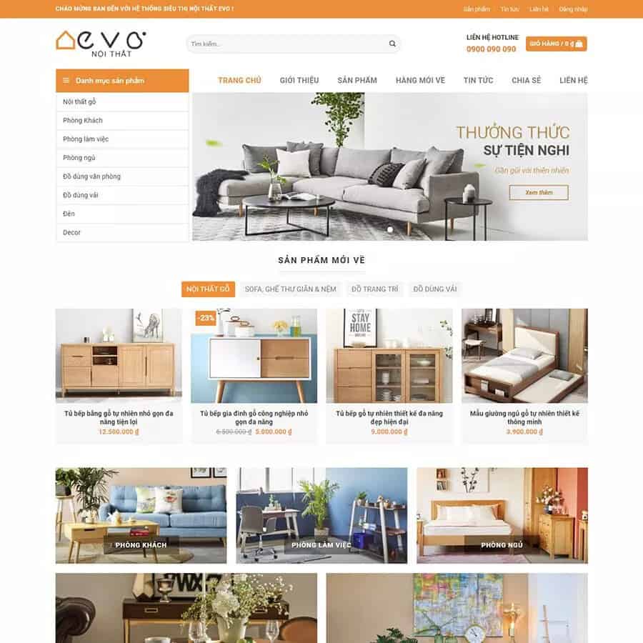 Mẫu Website Nội Thất 15 - Bàn Ghế - Trang Trí Nhà - Shop Online - Cài Đặt Sẵn