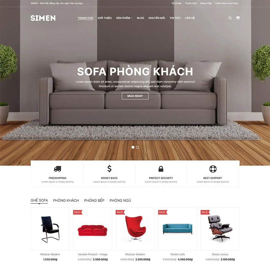 Mẫu Website Nội Thất 35 - Nội Thất Văn Phòng - Shop Online - Cài Đặt Sẵn