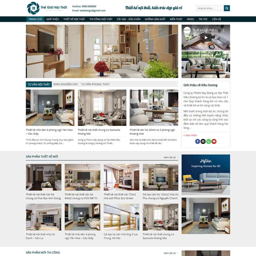Mẫu Website Công Ty Thiết Kế Thi Công Nội Thất 04 - Cài Đặt Sẵn