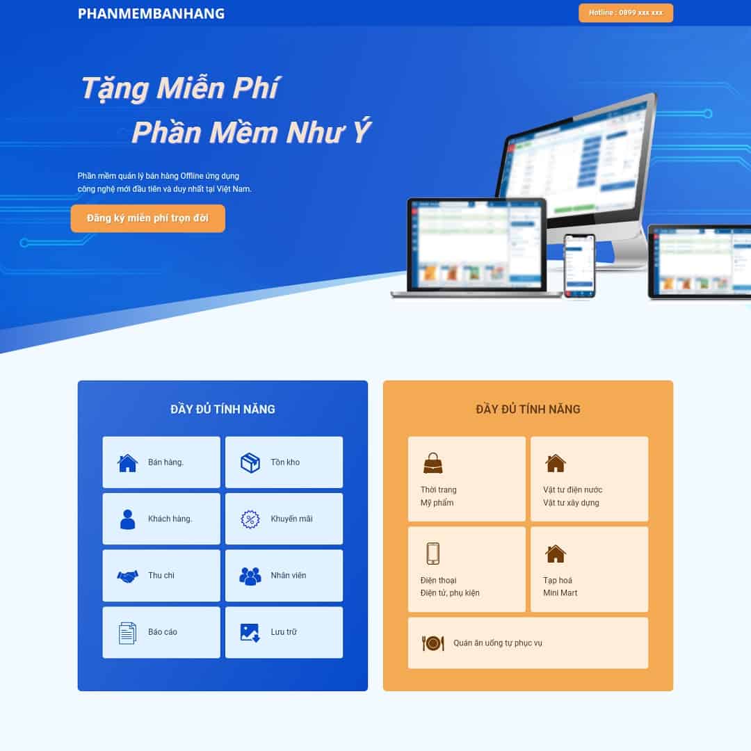 Mẫu Website Landing Page Giới Thiệu Phần Mềm - Giải Pháp Công Nghệ - Cài Đặt Sẵn