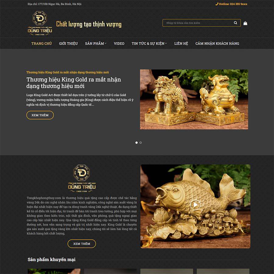 Mẫu Website Bán Vật Phẩm Phong Thủy 04 - Shop Online - Cài Đặt Sẵn