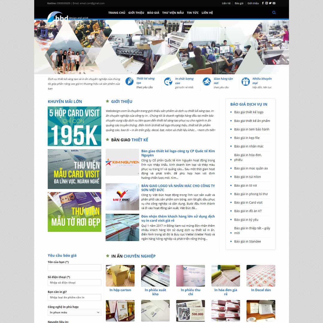 Mẫu Website Dịch Vụ Thiết Kế In Ấn 02 - Cài Đặt Sẵn