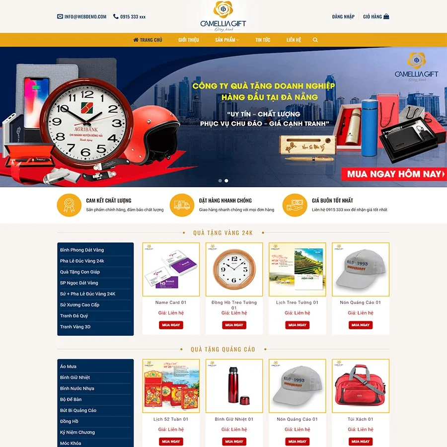 Mẫu Website Quà Tặng Doanh Nghiệp - Quà Sự Kiện - In Logo - Shop Online - Cài Đặt Sẵn