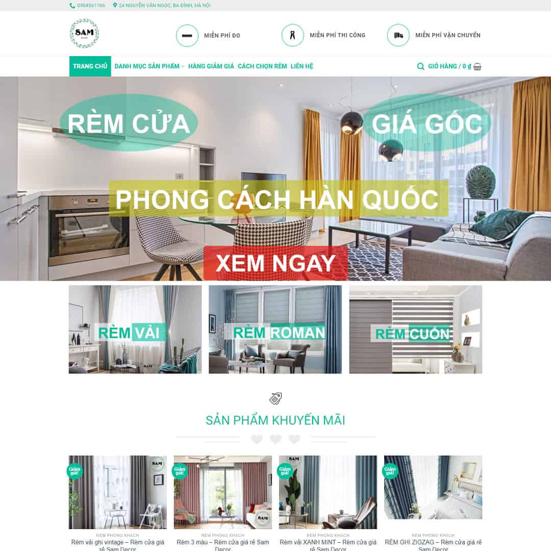 Mẫu Website Bán Rèm Cửa - Nội Thất Trang Trí - Shop Online - Cài Đặt Sẵn