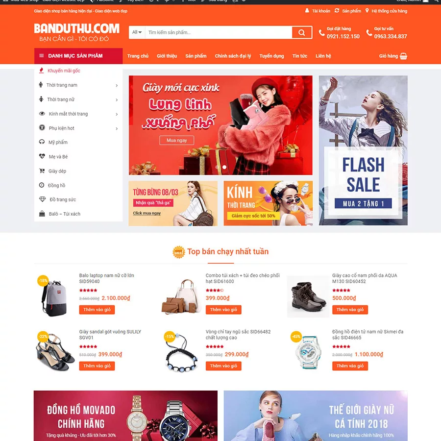 Mẫu Website Bán Thời Trang Nam Nữ - Shop Online - Cài Đặt Sẵn