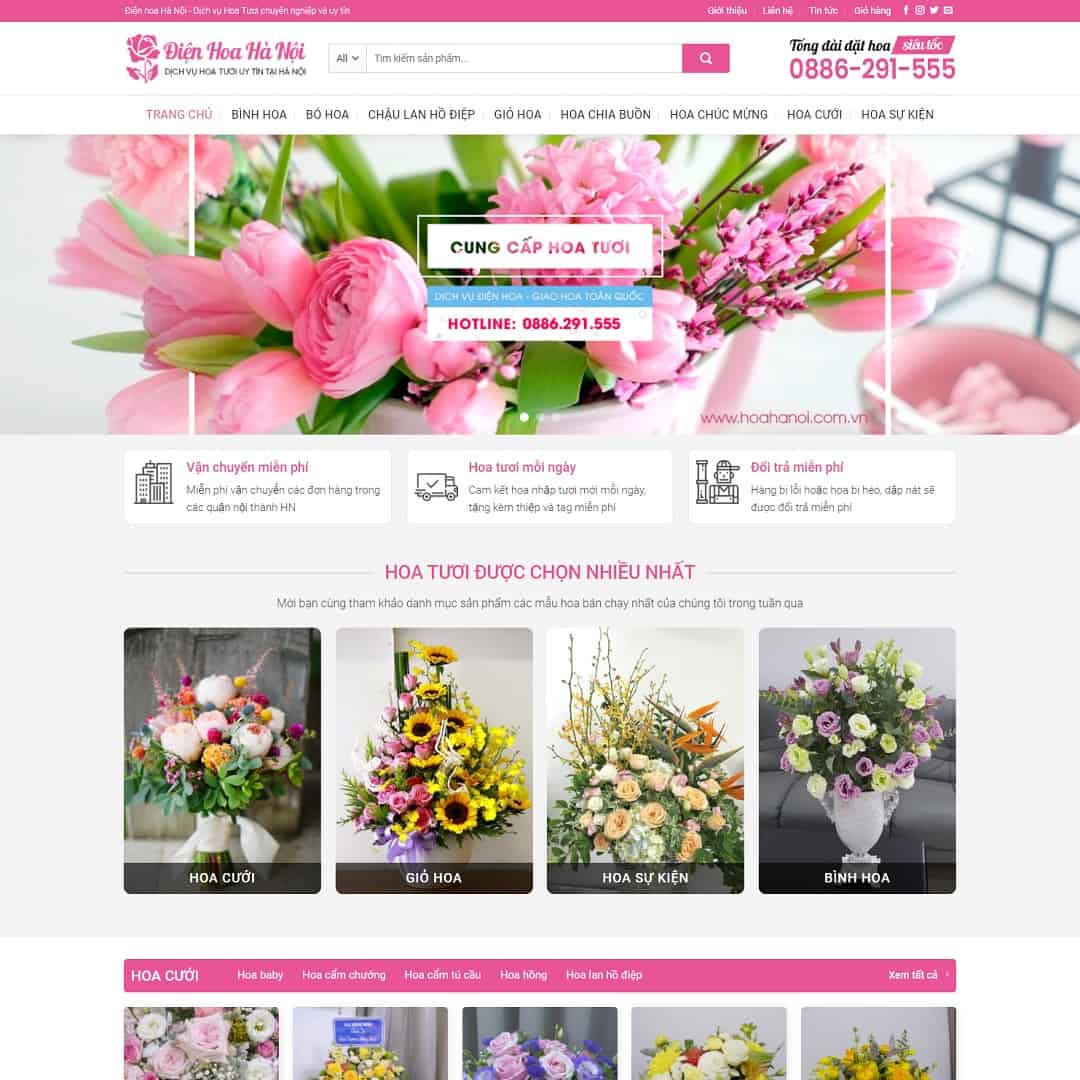 Mẫu Website Cửa Hàng Bán Hoa 02 - Shop Online - Cài Đặt Sẵn