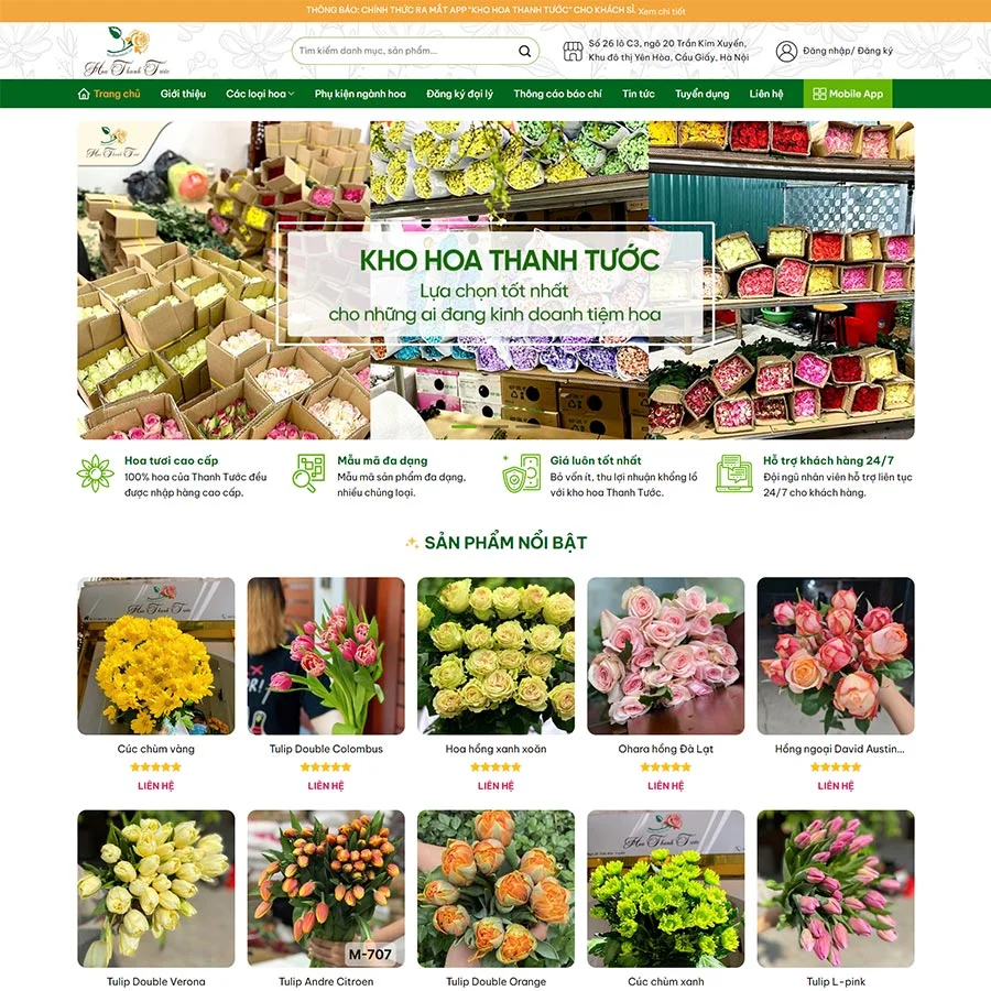 Mẫu Website Cửa Hàng Bán Hoa 05 - Hoa Sinh Nhật - Hoa Cưới - Shop Online - Cài Đặt Sẵn