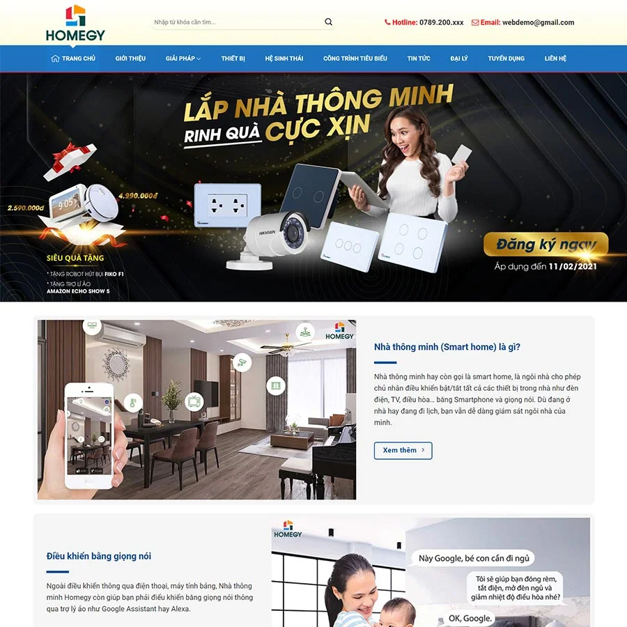 Mẫu Website Nhà Thông Minh Smarthome 03 - Thiết Bị IoT - Shop Online - Cài Đặt Sẵn