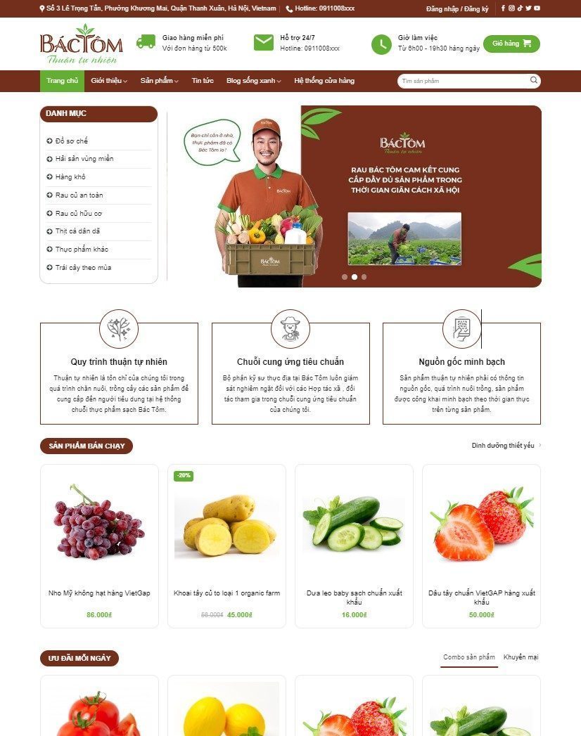 Mẫu Website Bán Tạp Hóa 2 - Shop Online - Cài Đặt Sẵn
