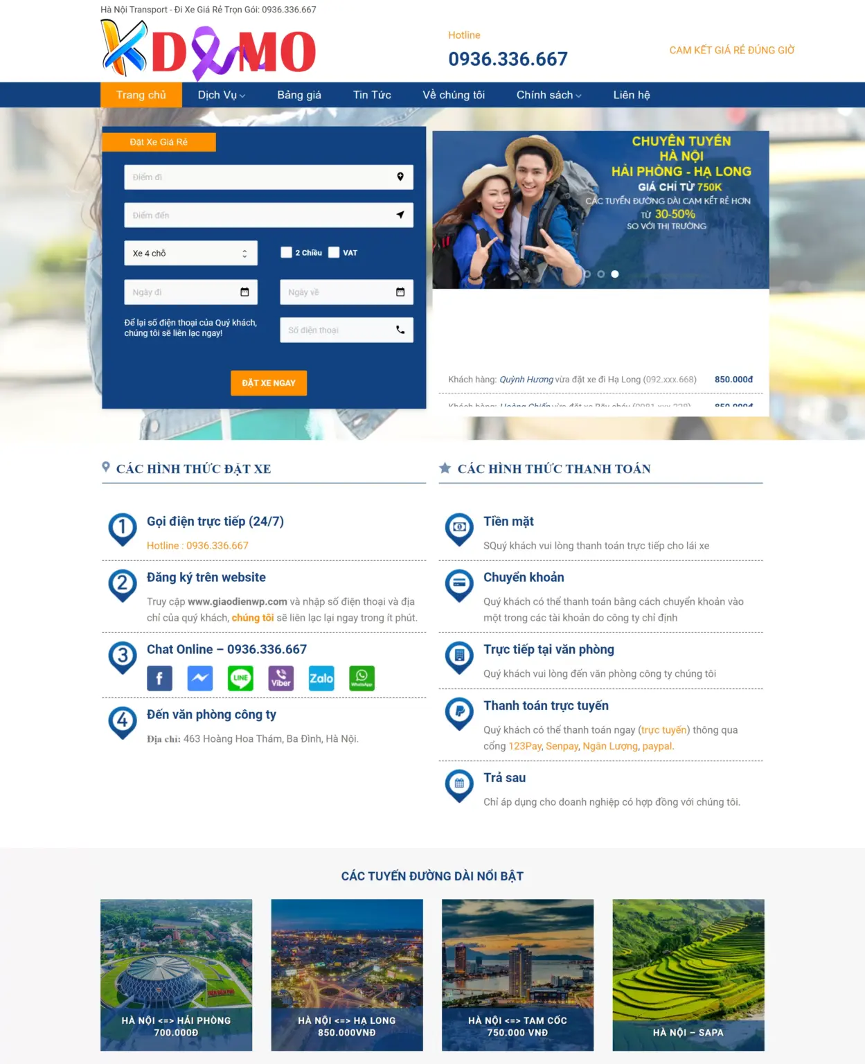 Mẫu Website Dịch Vụ Taxi 3 - Cài Đặt Sẵn