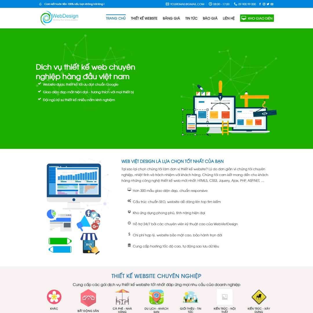 Mẫu Website Công Ty Thiết Kế Website - Cài Đặt Sẵn