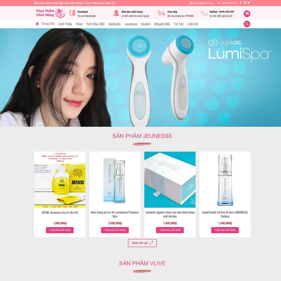 Mẫu Website Mỹ Phẩm Làm Đẹp - Spa - Shop Online - Cài Đặt Sẵn
