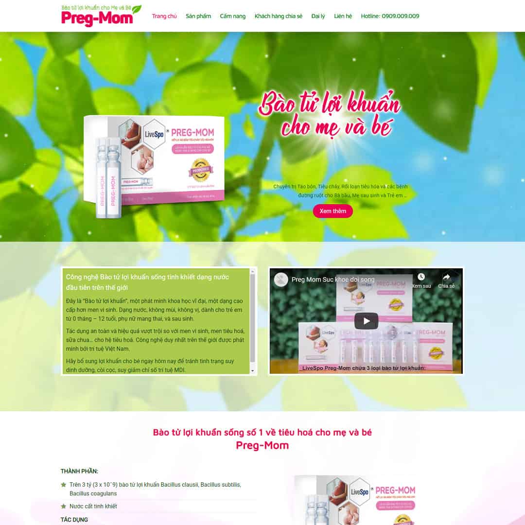 Mẫu Website Thực Phẩm Chức Năng 01 - Shop Online - Cài Đặt Sẵn