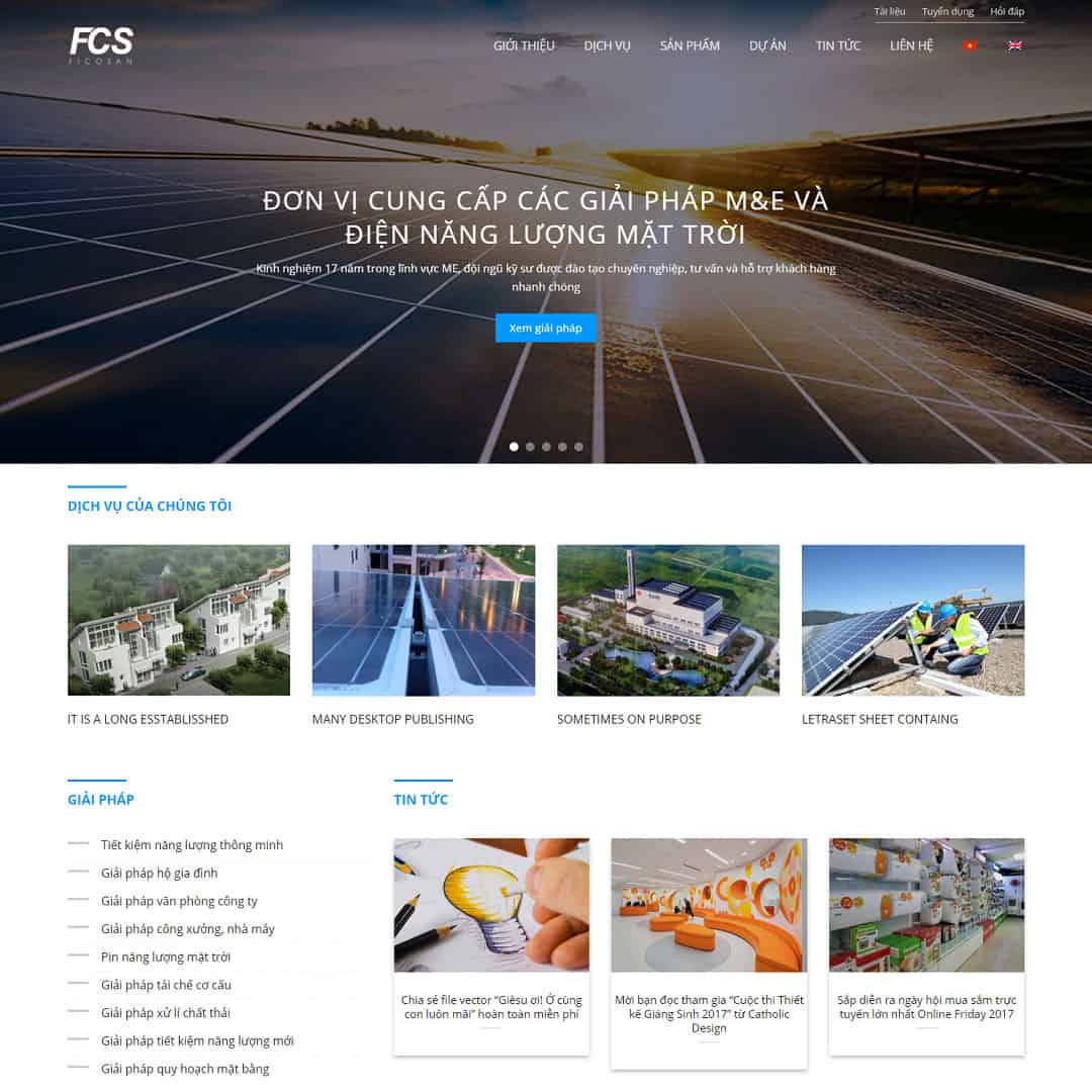 Mẫu Website Công Ty Điện Năng Lượng Mặt Trời - Cài Đặt Sẵn